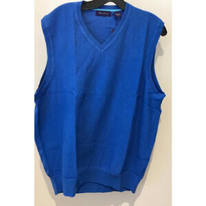 Alan Flusser Sweater Mens XL Textured Knit Sleeveless Vest Cotton NEW